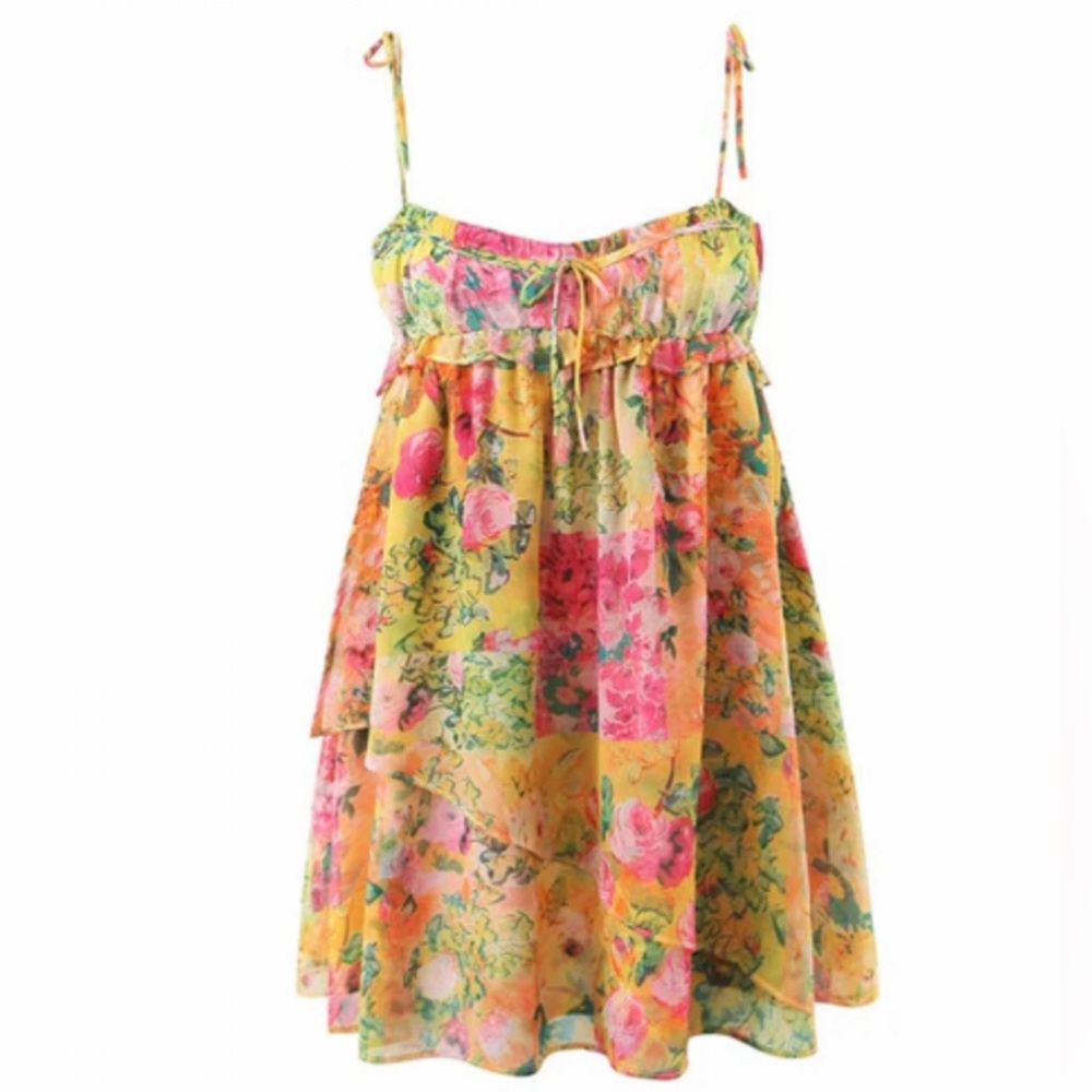 Yellow Floral Mini Dress